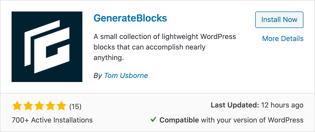 Install Generateblocks
